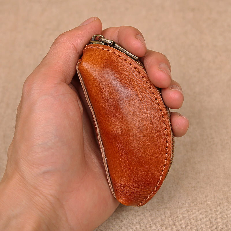 Retro Handmade Leather Coin Wallet Key Bag