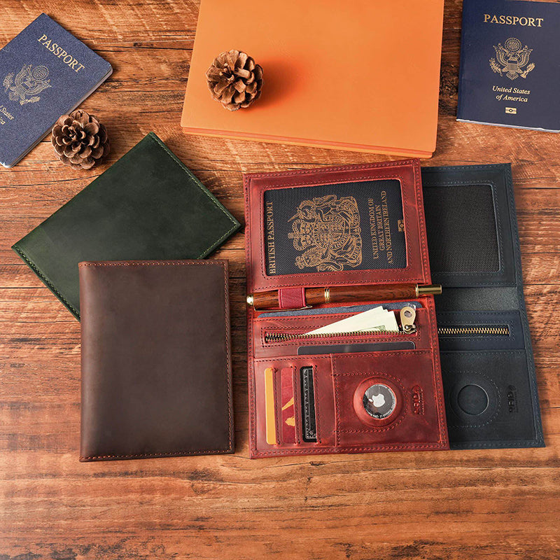 Retro Leather RFID Passport Bag Wallet