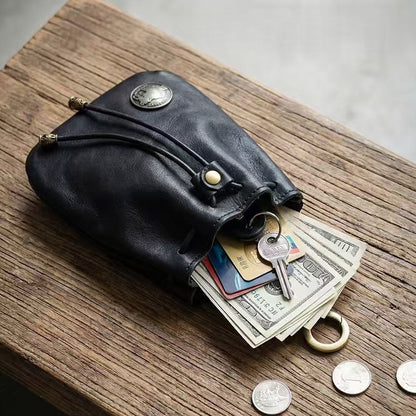 Retro Handmade Leather Coin Bag Storage Bag