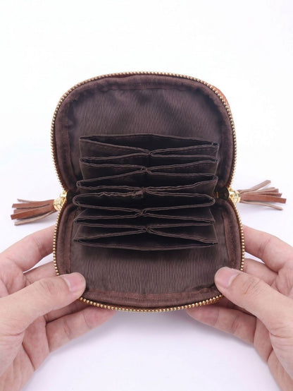 Retro Leather Handmade Zipper Short Wallets
