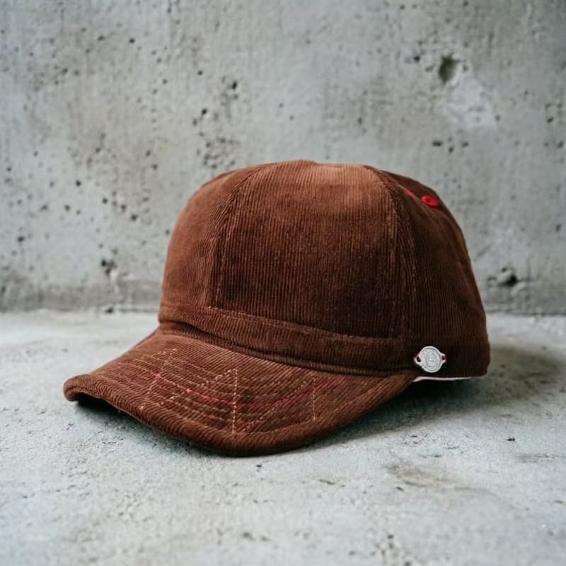 Corduroy Retro Flip Hat Beret Casual Cap Adjustable Hat