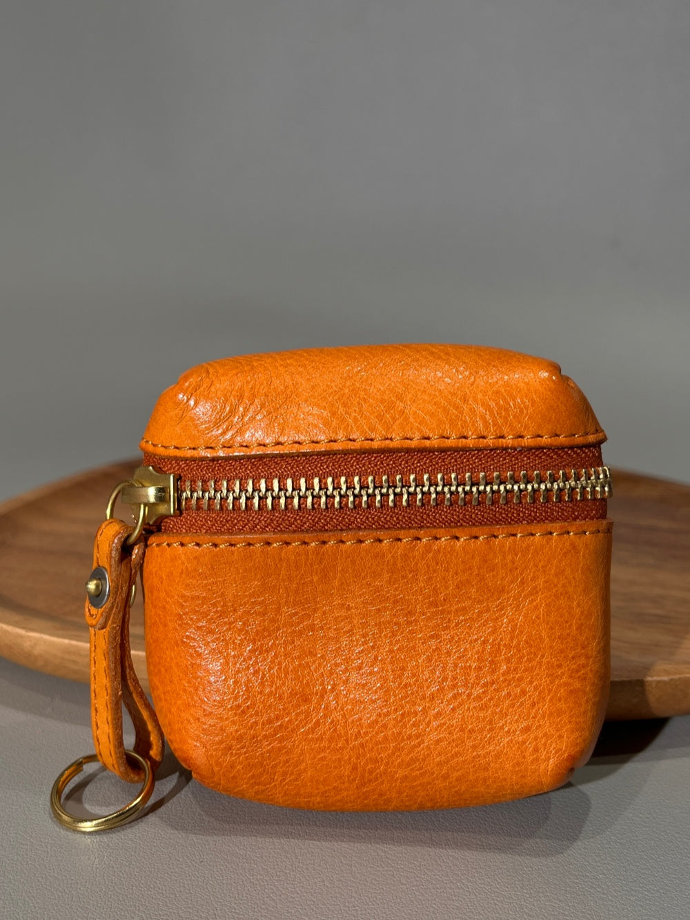 Retro Handmade Leather Coin Wallet Earphone Bag