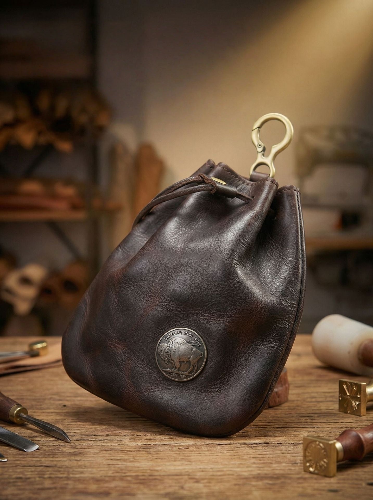 Retro Handmade Leather Coin Bag Storage Bag