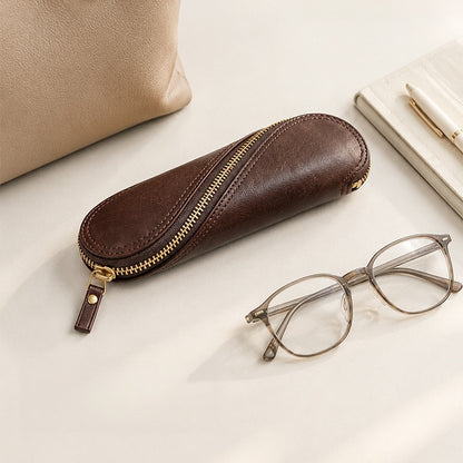 Retro Handmade Leather Glasses Case