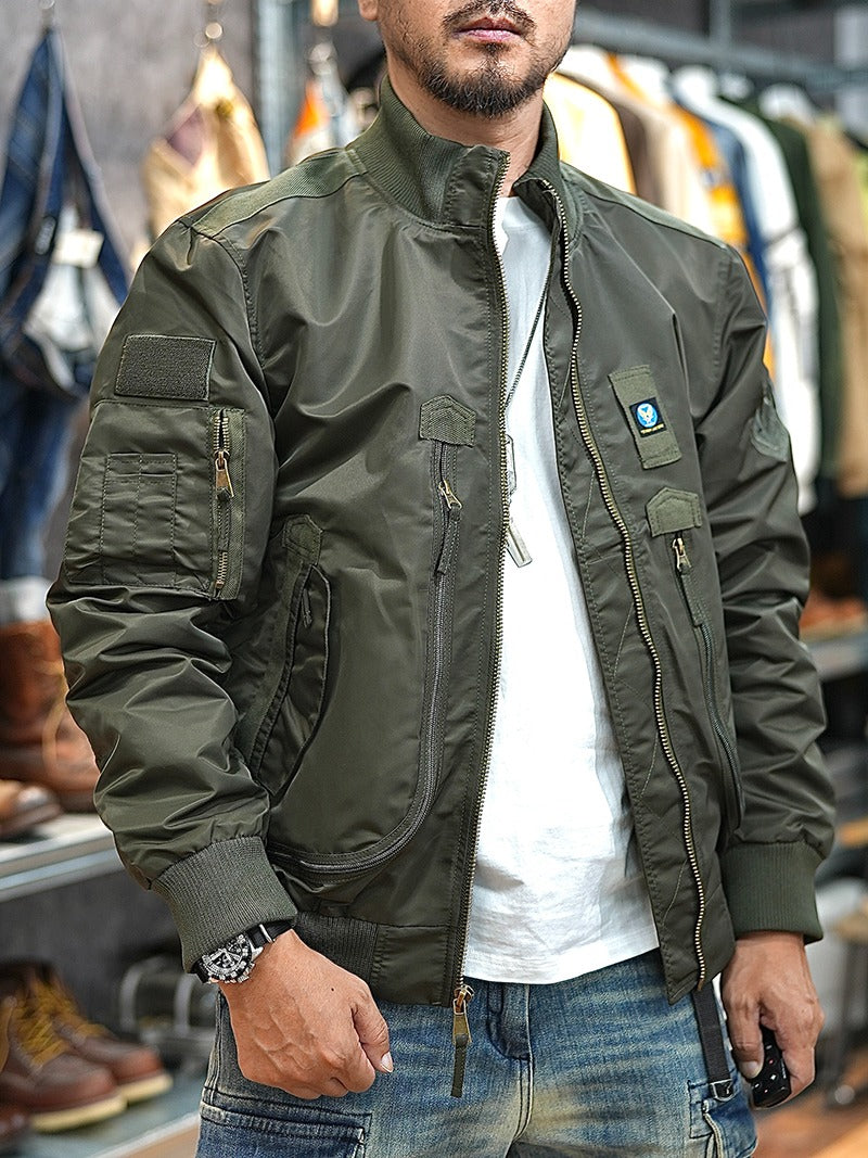 Retro Bomber Jacket Windproof Motorcycle Workwear Jacket