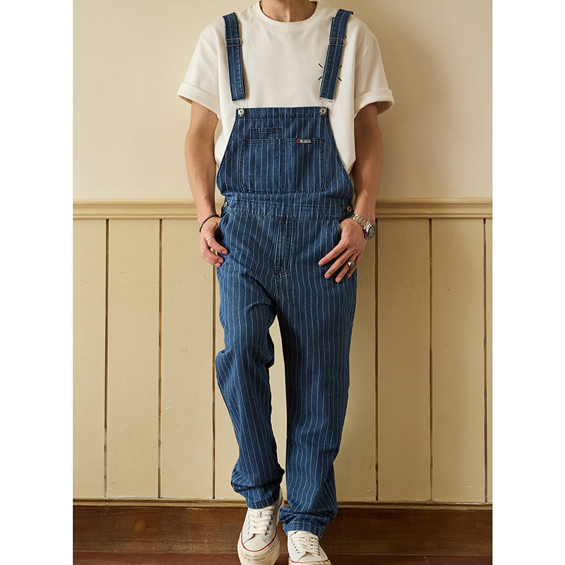 Retro Denim Casual Multi-Pocket Jumpsuits Overall