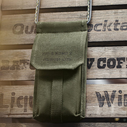 Retro Mini Phone Bag Military Green Canvas Crossbody Bag