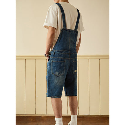 Retro Style Denim Multi-Pocket Overall Cargo Pants