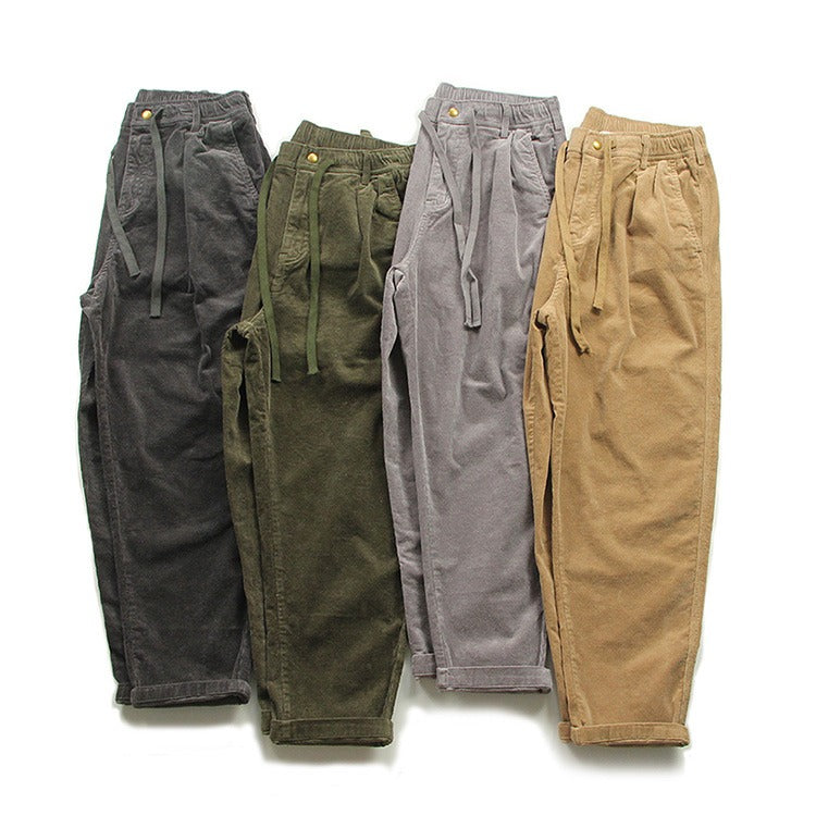 Retro Washed Corduroy Casual Pants