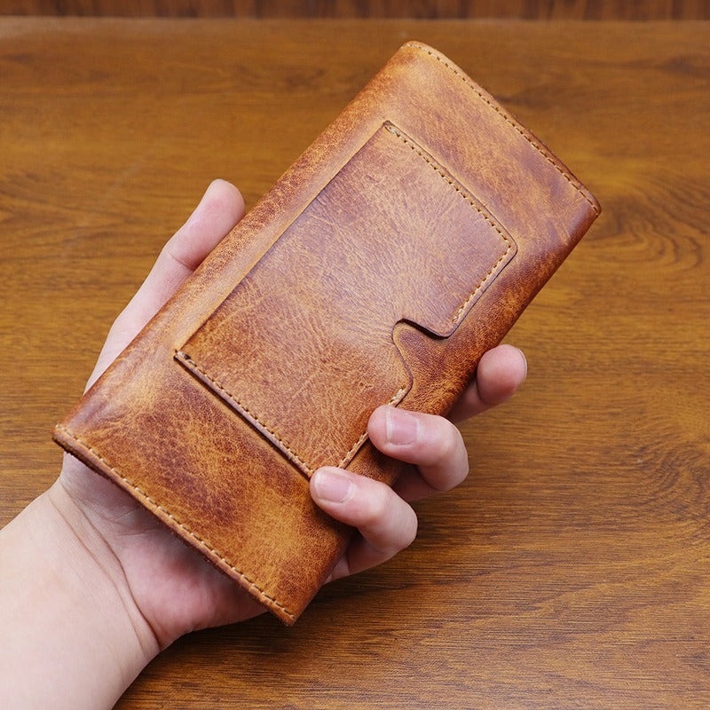 Retro Handmade Leather Long Wallet