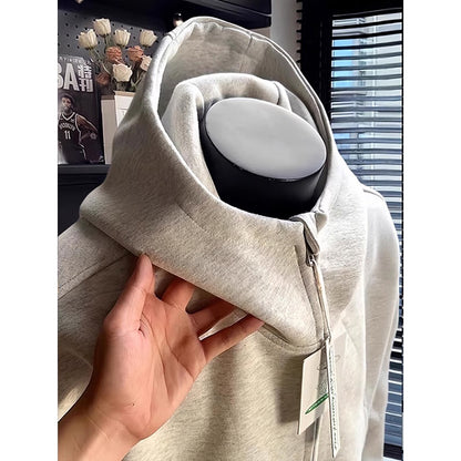 Retro Half Zipper Hood Outwear