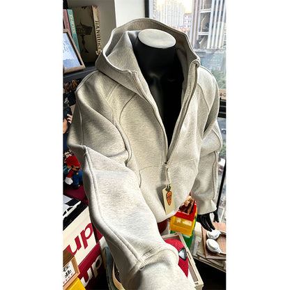 Retro Half Zipper Hood Outwear