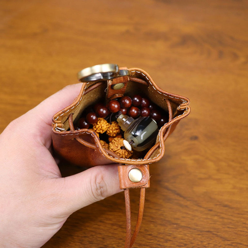 Retro Handmade Leather Coin Bag Storage Bag