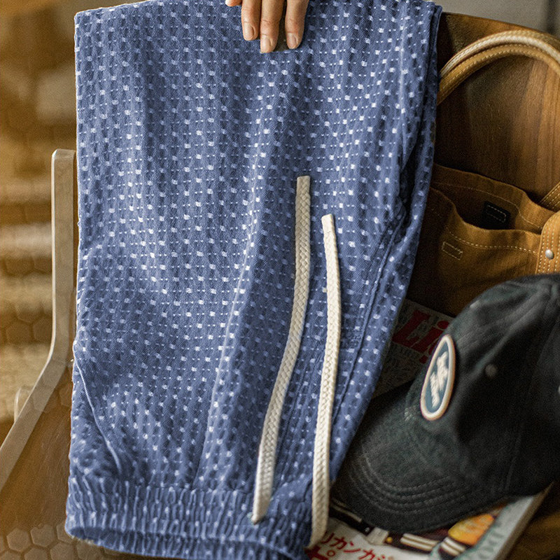 Retro Full-print Jacquard Denim Casual Pants