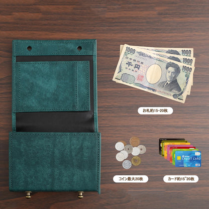 Retro handmade frosted leather wallet for men and women, 3-fold style multifunctional business clutch