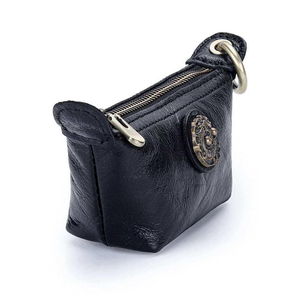 Retro Handmade Leather Zipper Wallet