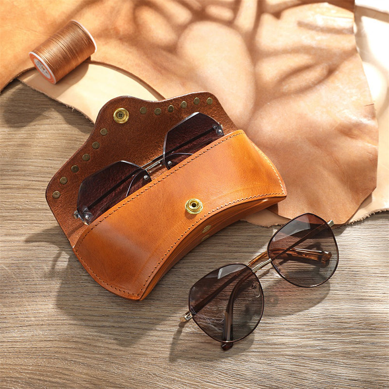 Retro Handmade Leather Glasses Case