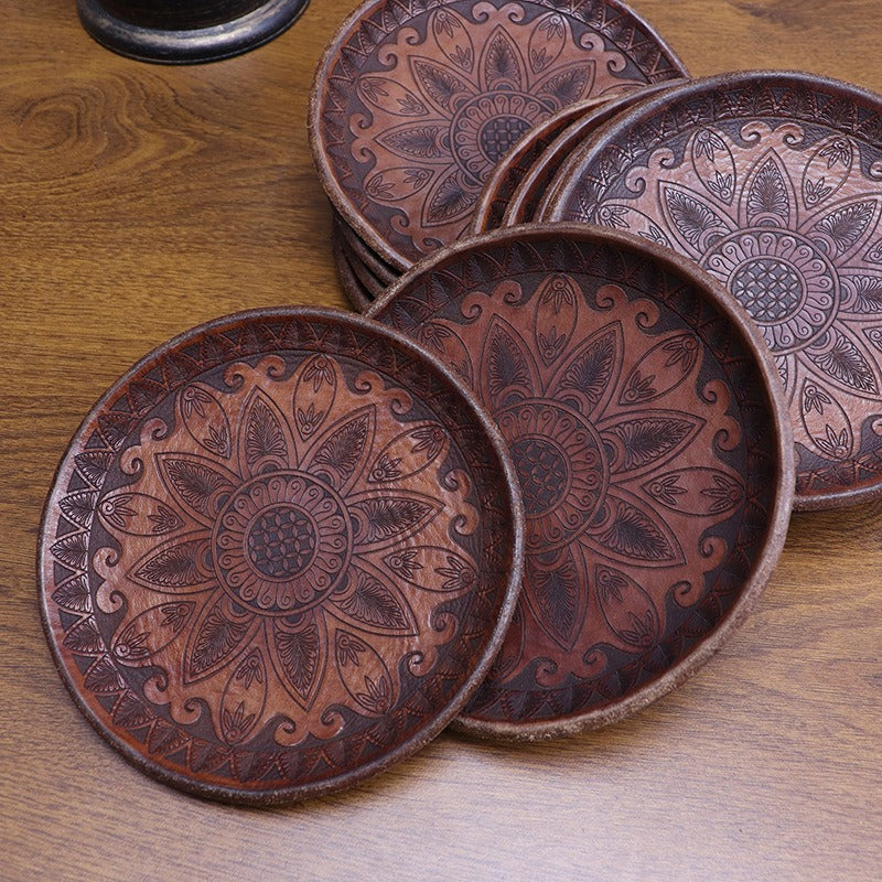 Retro Handmade Storage Leather Tray