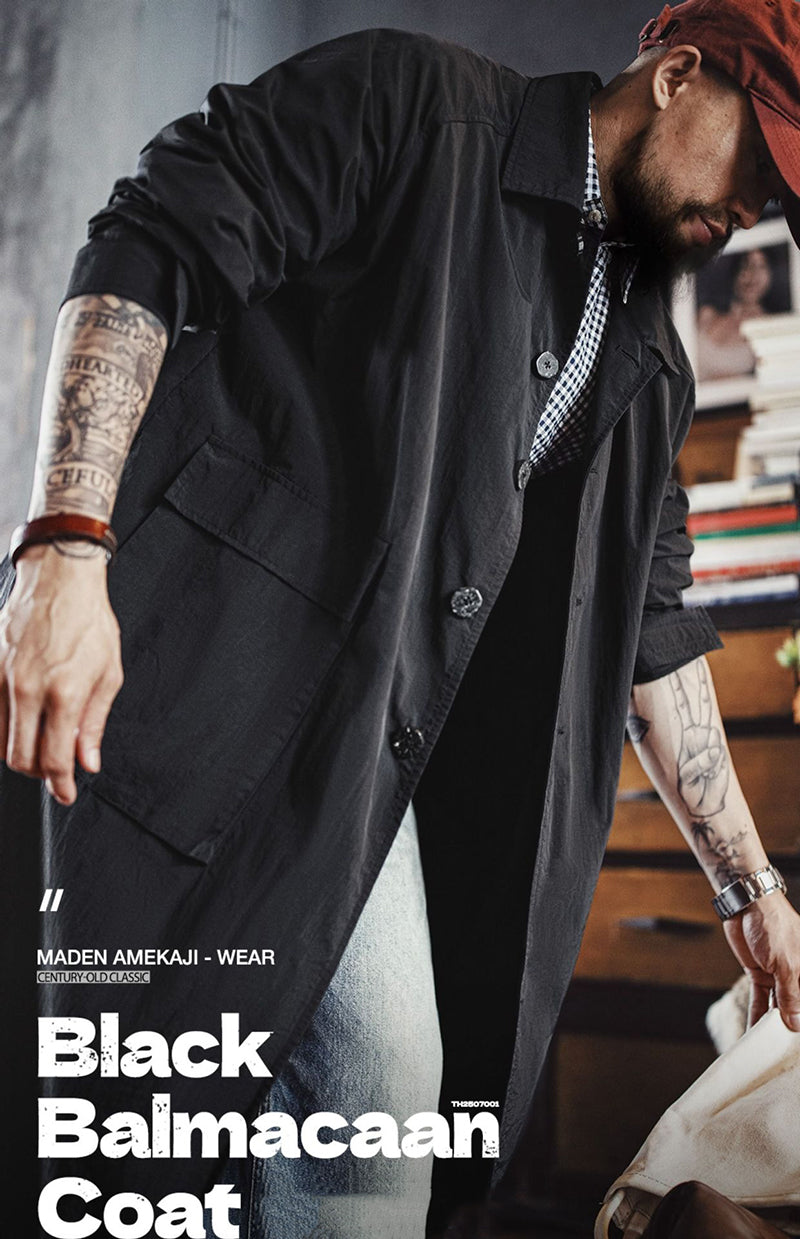 Retro Balmacaan Big Pocket Long Coat