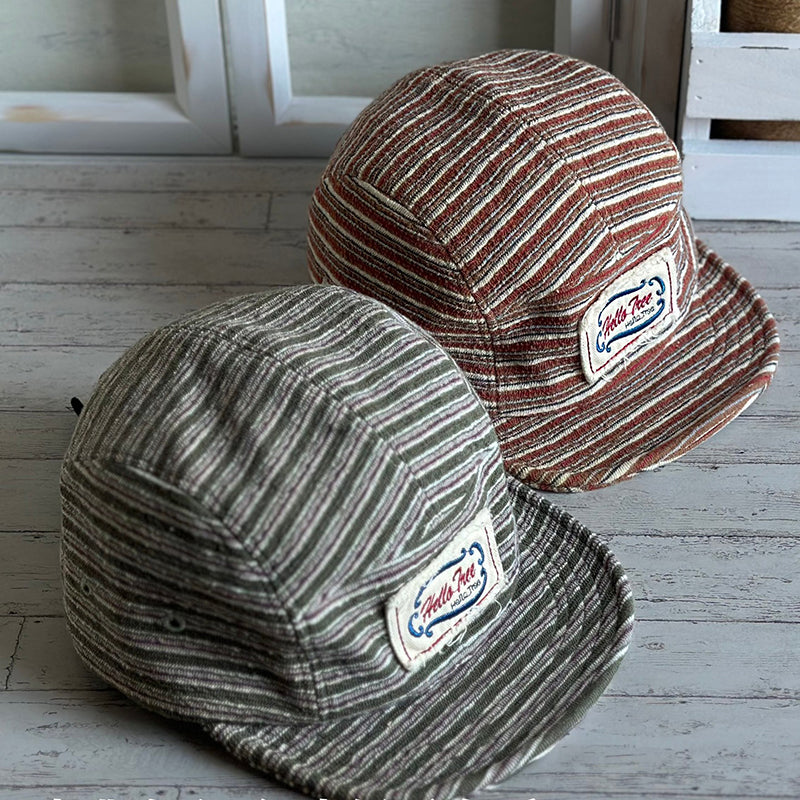 Retro Striped Knitted Flip Hat Beret Casual Cap Adjustable Hat