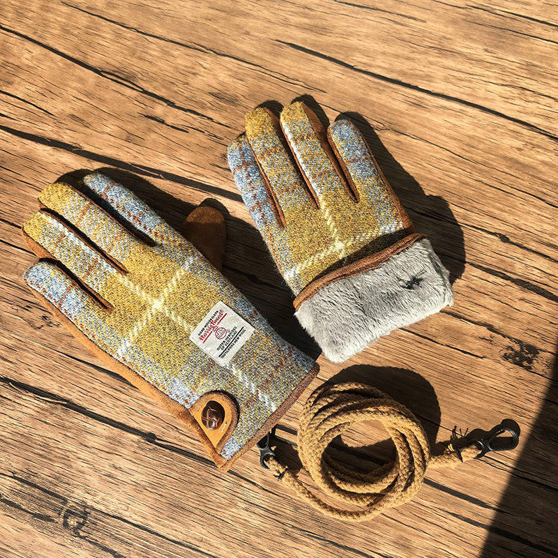 Retro Wool Touchscreen Tweed Plaid Gloves