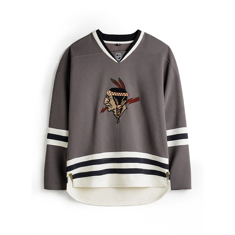 Retro V-neck Waffle Embroidered Knitted Sweatshirt Jacket