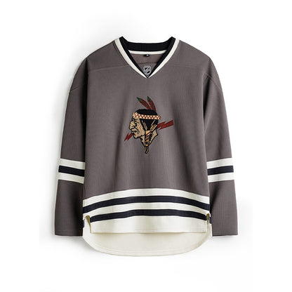 Retro V-neck Waffle Embroidered Knitted Sweatshirt Jacket