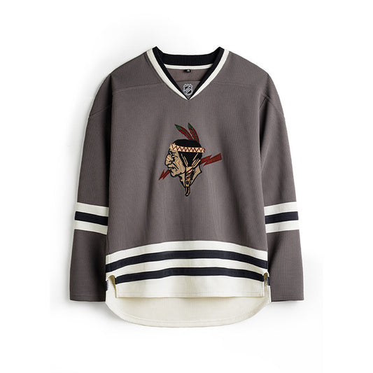 Retro V-neck Waffle Embroidered Knitted Sweatshirt Jacket