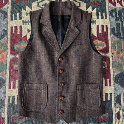 Retro Large Size Wool Herringbone Waistcoats