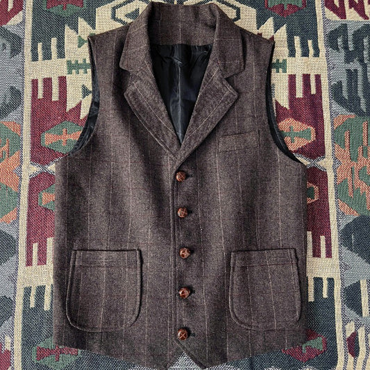 Retro Large Size Wool Herringbone Waistcoats