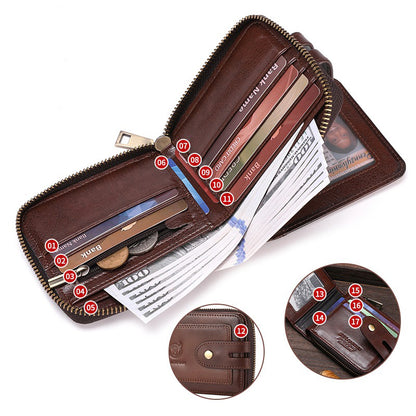 Retro Leather Zipper Chain Wallet