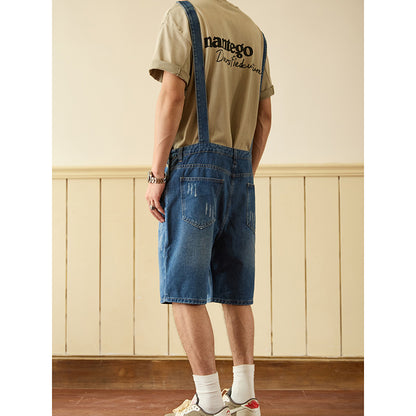 Retro Style Denim Multi-Pocket Overall Cargo Pants