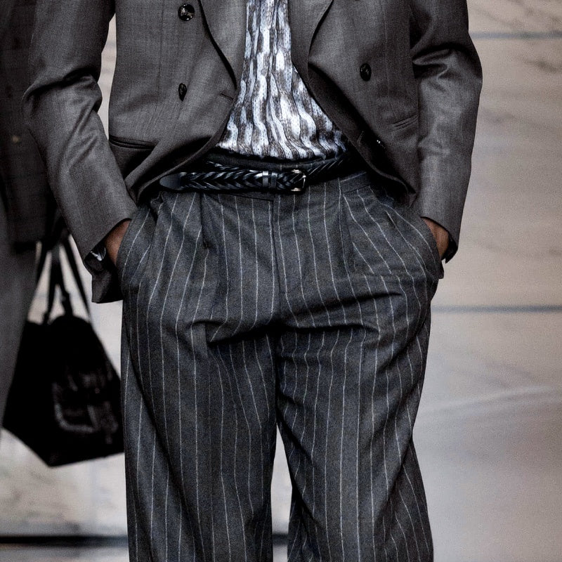 Large Size Retro Casual Wool Striped Pants