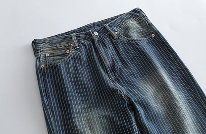 Vintage Slim Fit Denim Striped Casual Jeans Pants