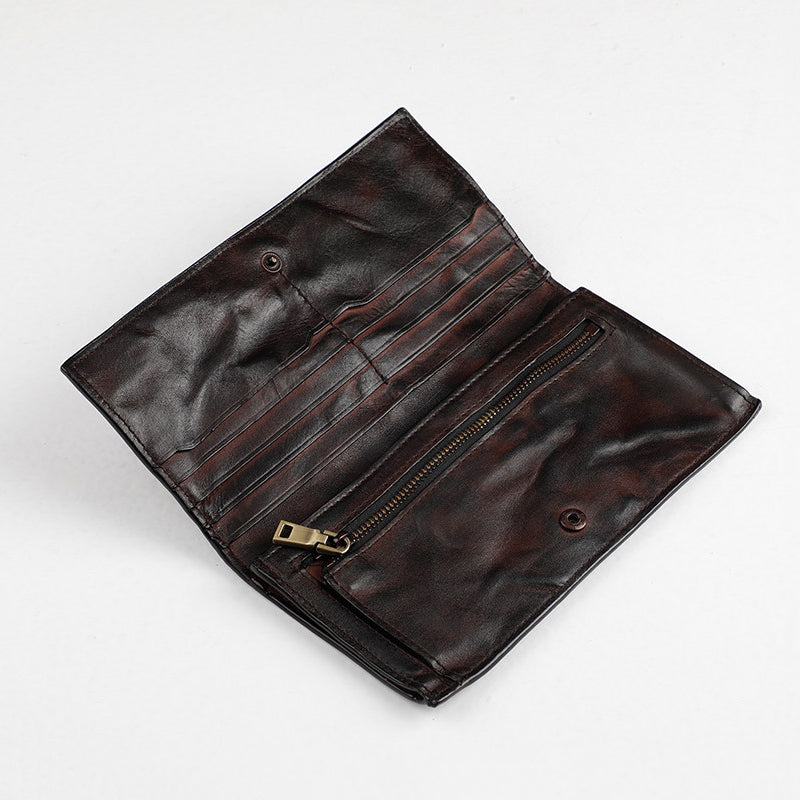 Retro Handmade Leather Multi-card Slots Long Wallets