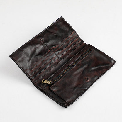 Retro Handmade Leather Multi-card Slots Long Wallets