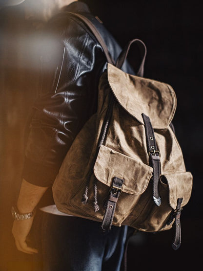 Retro Waxed Canvas Backpack
