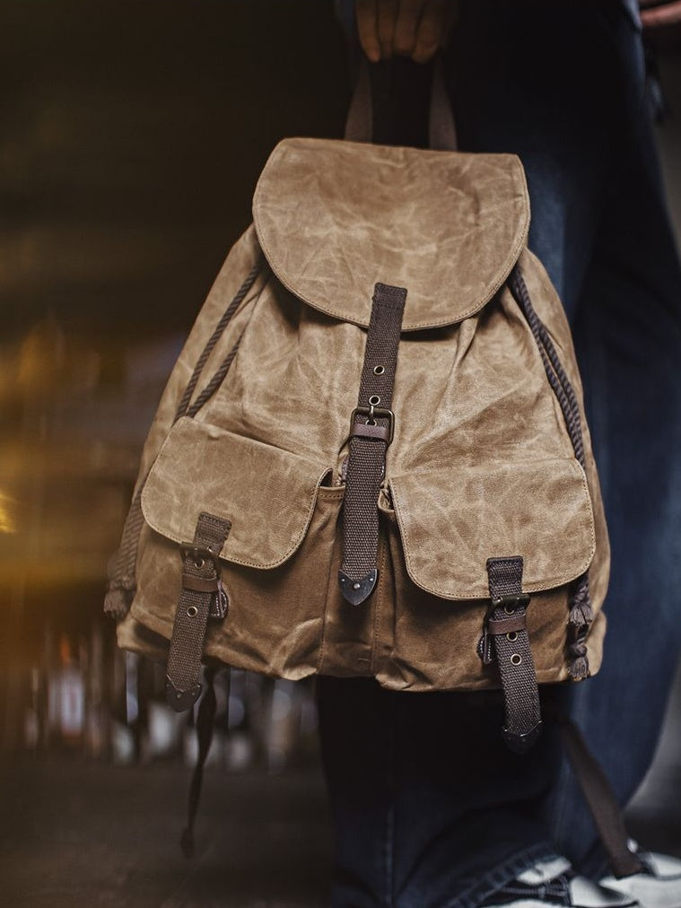 Retro Waxed Canvas Backpack