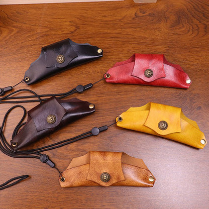 Retro Tanned Leather Handmade Glasses Case