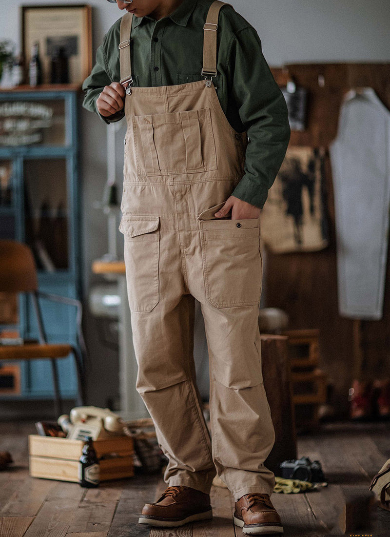 Retro Style Casual Multi-Pocket Overall Cargo Pants