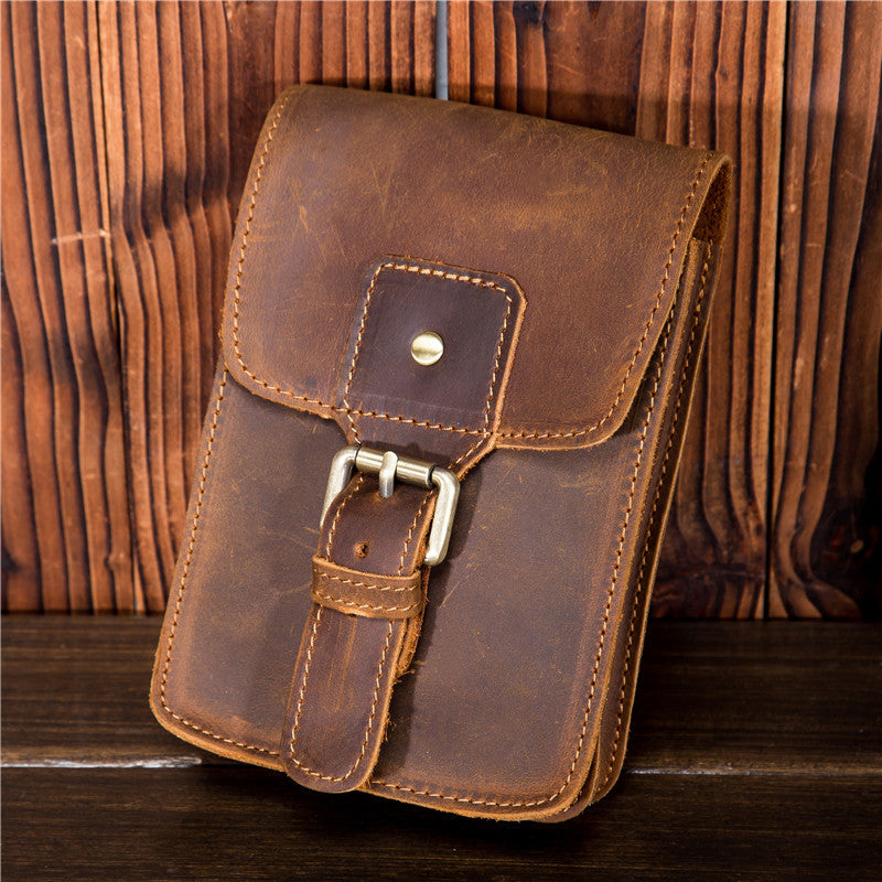 Retro Leather Handmade Phone Bag Waist Bag