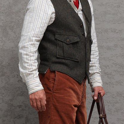 Retro Large Size Herringbone Waistcoats