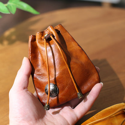Retro Handmade Leather Coin Bag Storage Bag