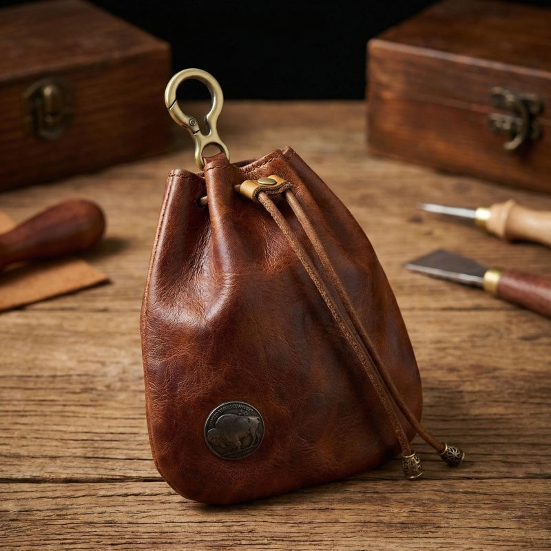 Retro Handmade Leather Coin Bag Storage Bag