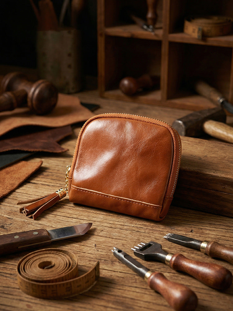 Retro Handmade Leather Storage Bag Card Holder Wallet