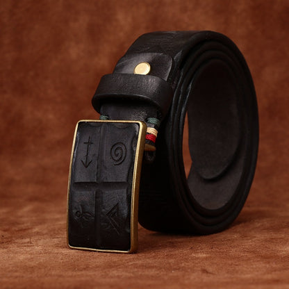 Retro Hand-carved Pattern Leather Belt