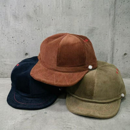 Corduroy Retro Flip Hat Beret Casual Cap Adjustable Hat