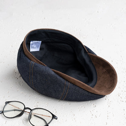 Retro Denim Suede Newsboy Hat Beret Painter Hat Accessories