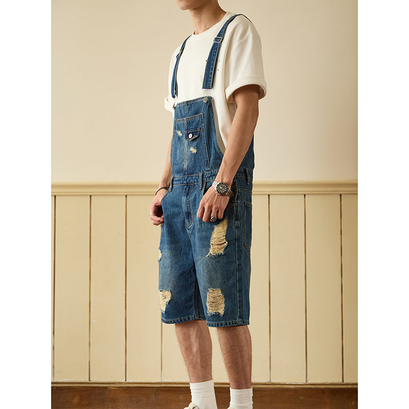 Retro Style Denim Multi-Pocket Overall Cargo Pants