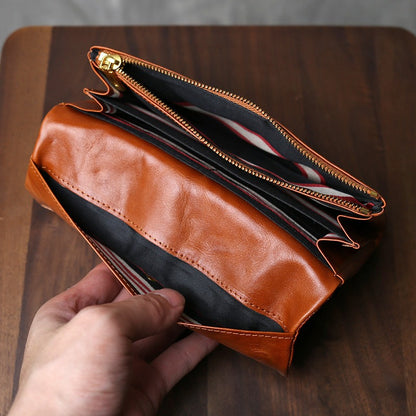 Retro Handmade Leather Multi-card Slots Long Wallet